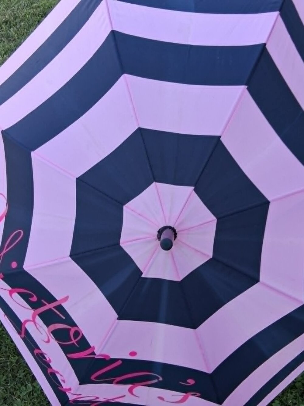 Victoria’s Secret Pink Black Striped Signature Logo 32” Umbrella